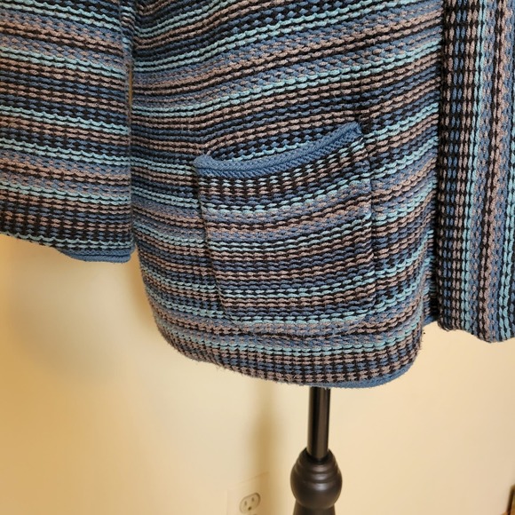 Croft & Barrow Cardigan Sweater XL Blue Striped Button Collar Soft Grandmacore - Picture 3 of 13